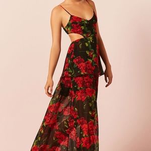 Semi-Sheer Floral Chiffon Flounce Dress